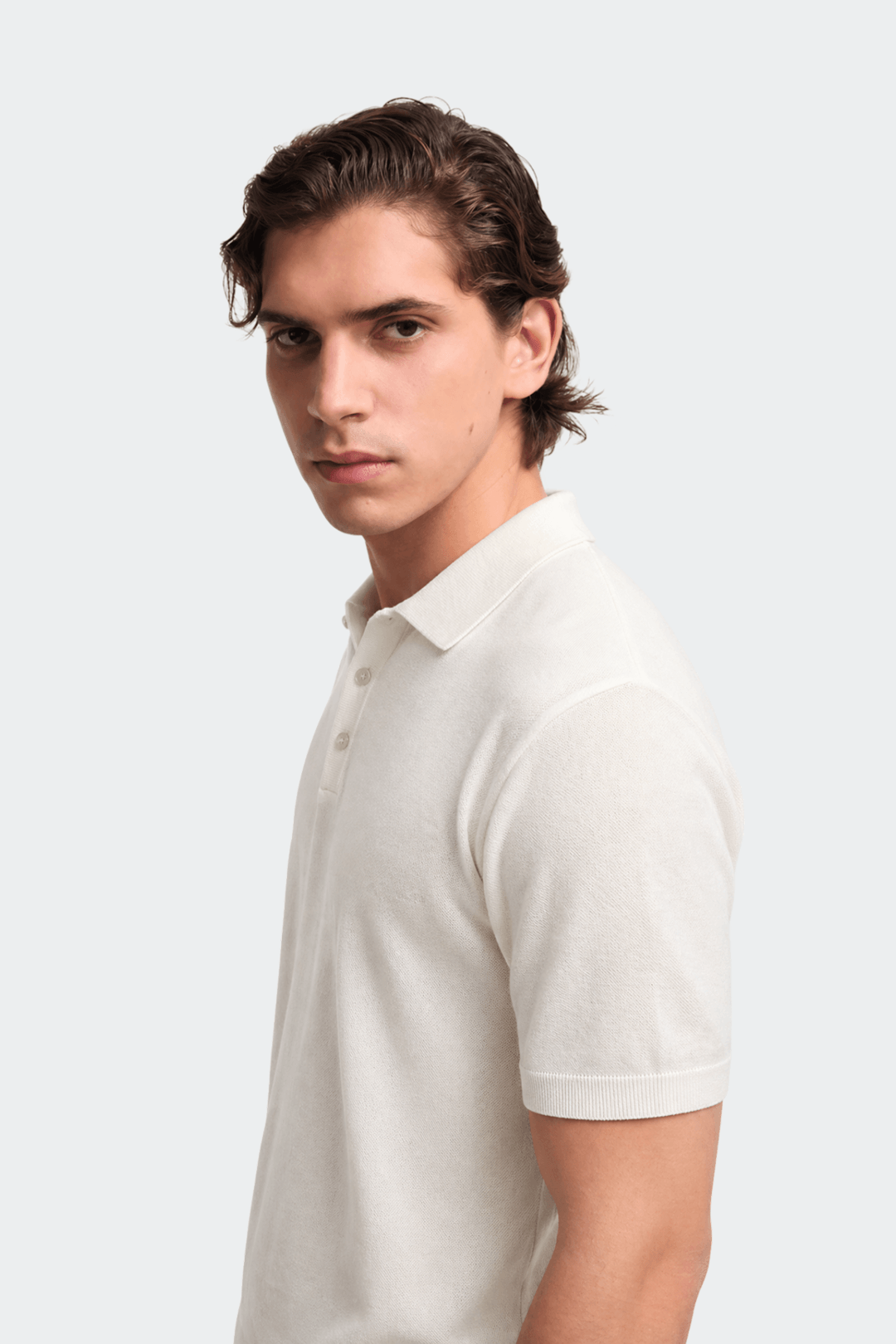 Knitted Collar Polo Shirt in Classic Navy