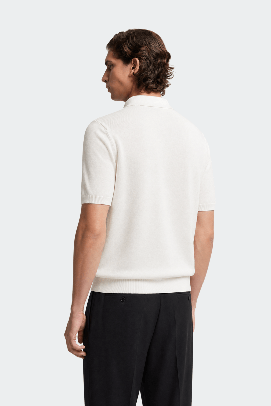 Knitted Collar Polo Shirt in Classic Navy