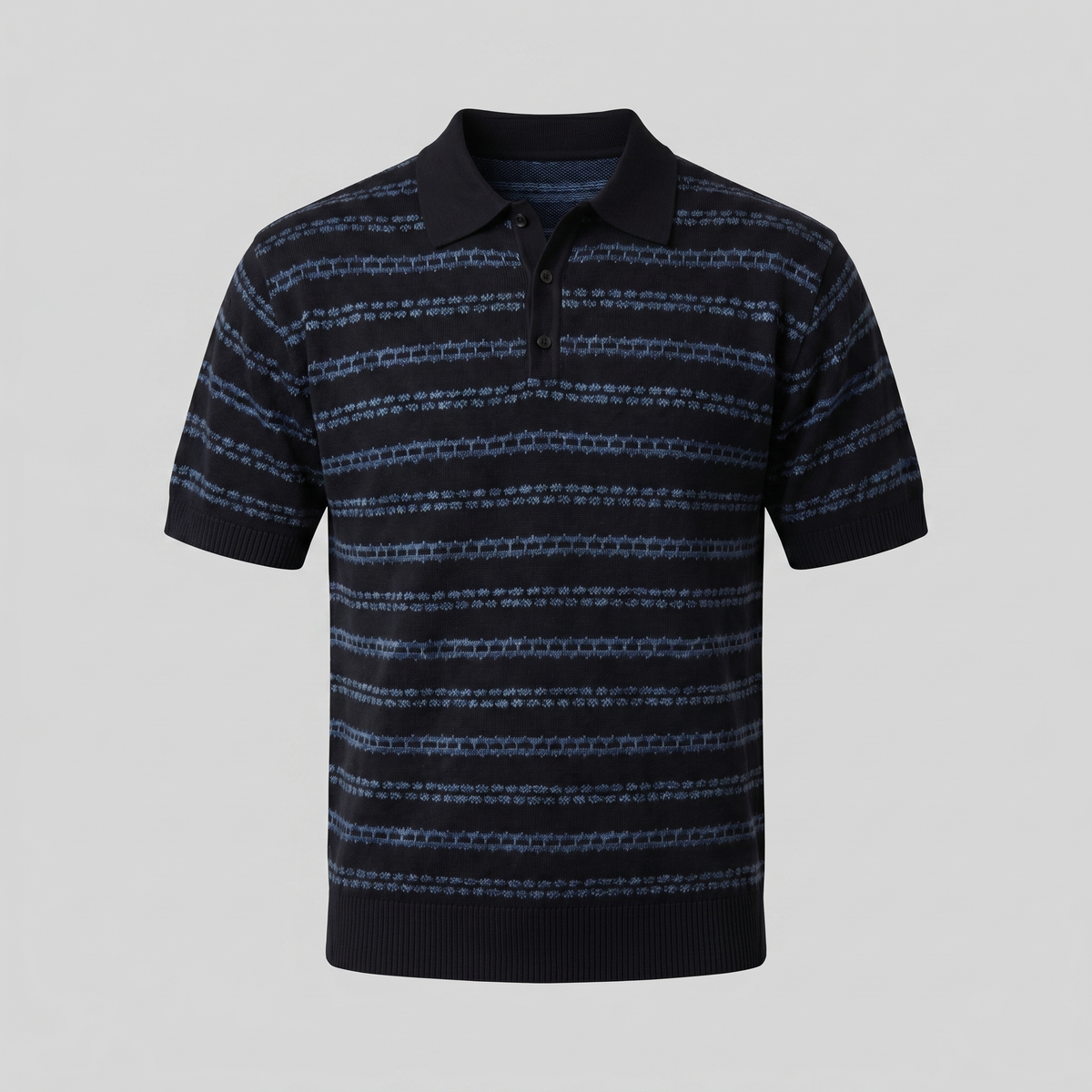 Tailored Striped Polo Shirt in Classic Navy