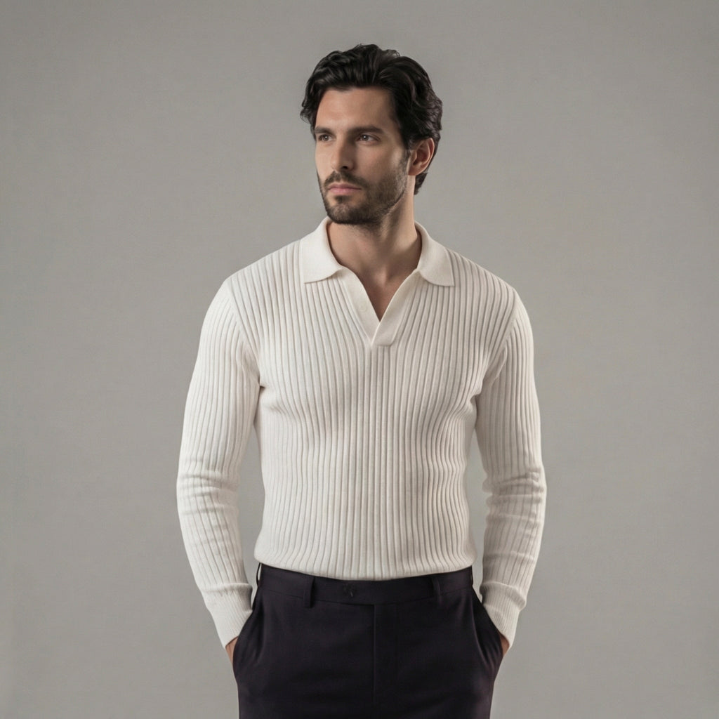 Timeless V-Neck Long Sleeve Polo
