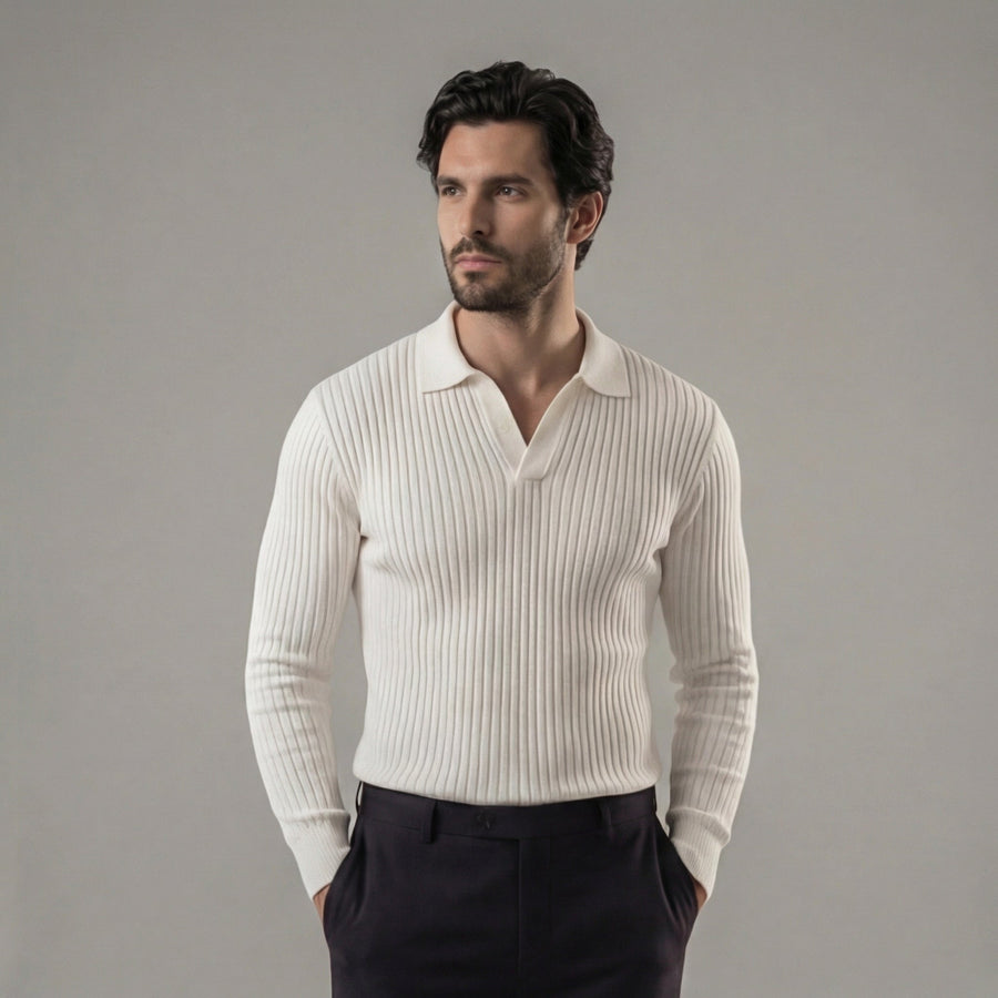 Timeless V-Neck Polo in Classic Navy