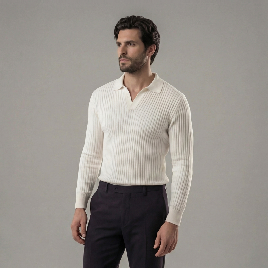 Timeless V-Neck Long Sleeve Polo