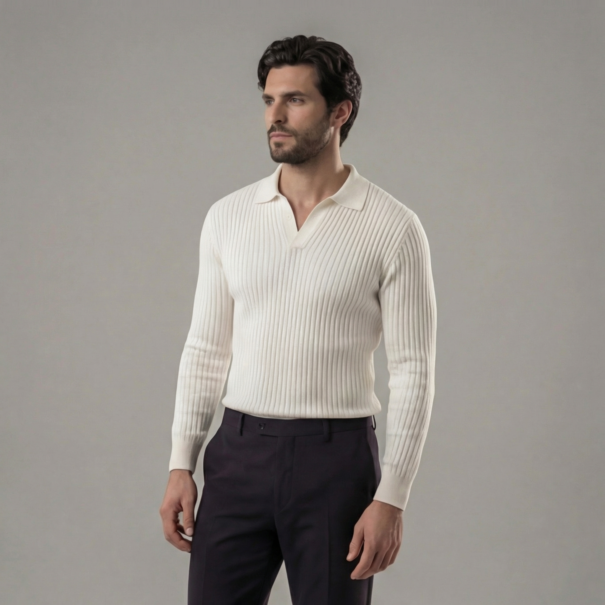 Timeless V-Neck Long Sleeve Polo