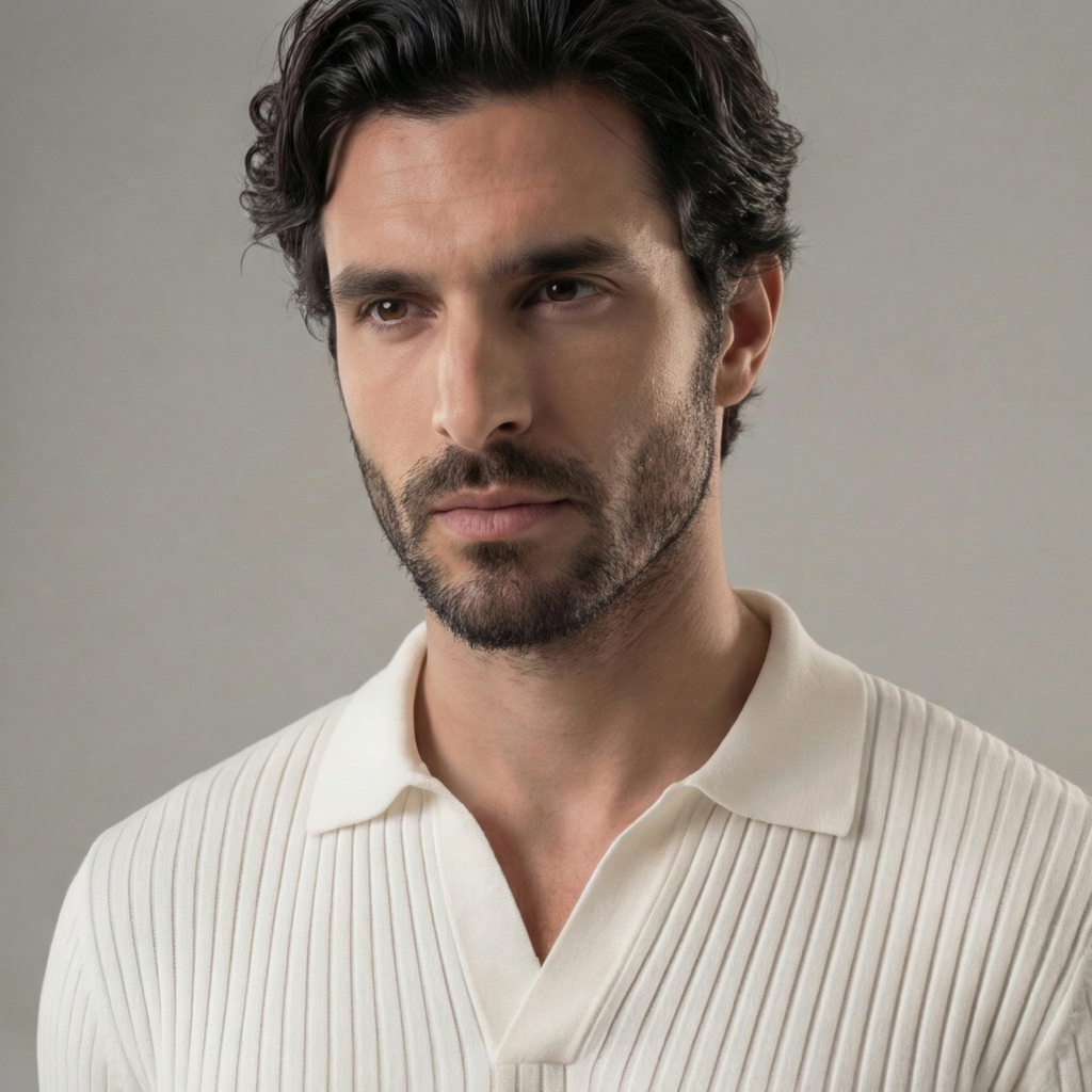Timeless V-Neck Polo in Classic Navy
