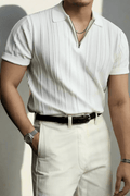 Muscle Fit V-Neck Polo in Classic Navy