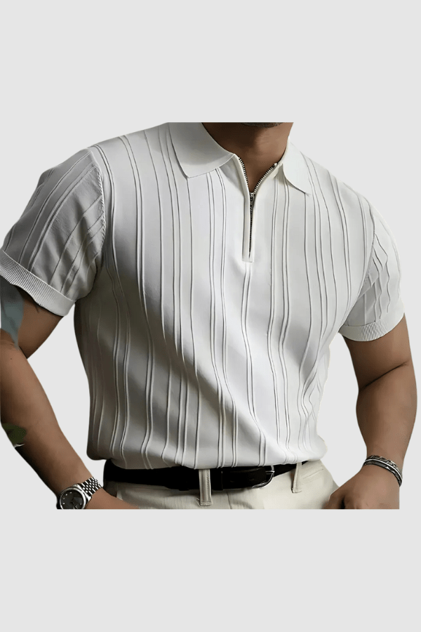 Muscle Fit V-Neck Polo in Classic Navy