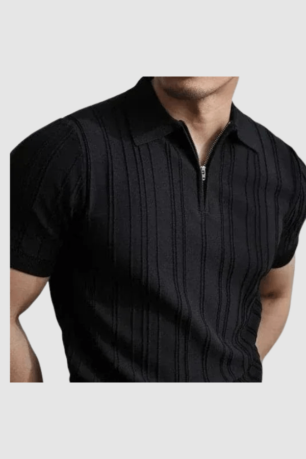 Muscle Fit V-Neck Polo in Classic Navy