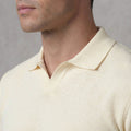 Structured V-Neck Polo in Classic Navy