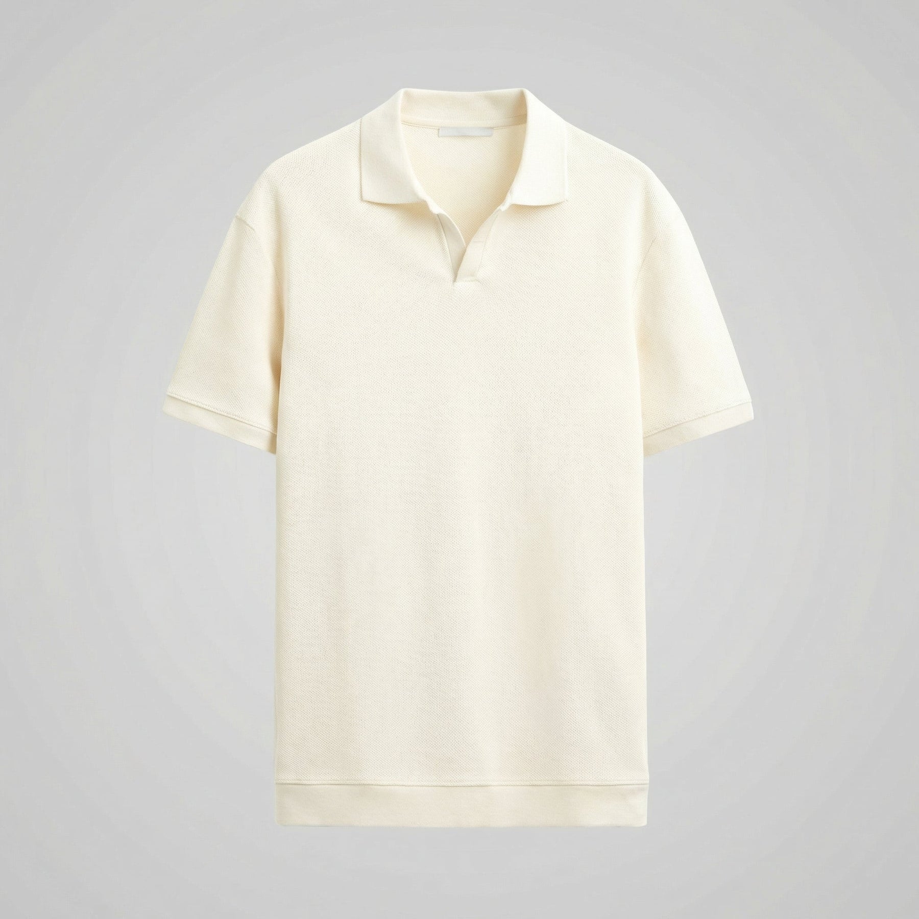 Structured V-Neck Polo in Classic Navy