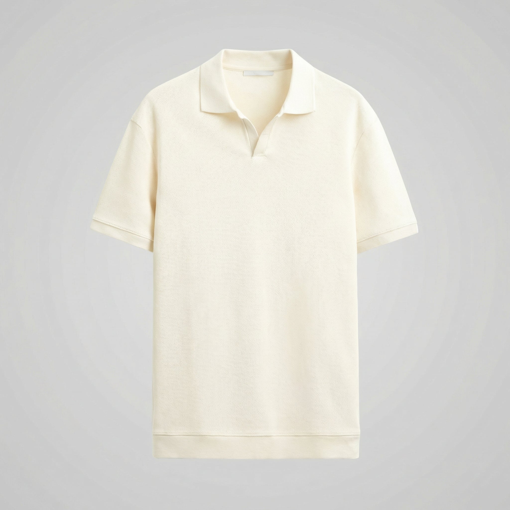 Structured V-Neck Polo in Classic Navy