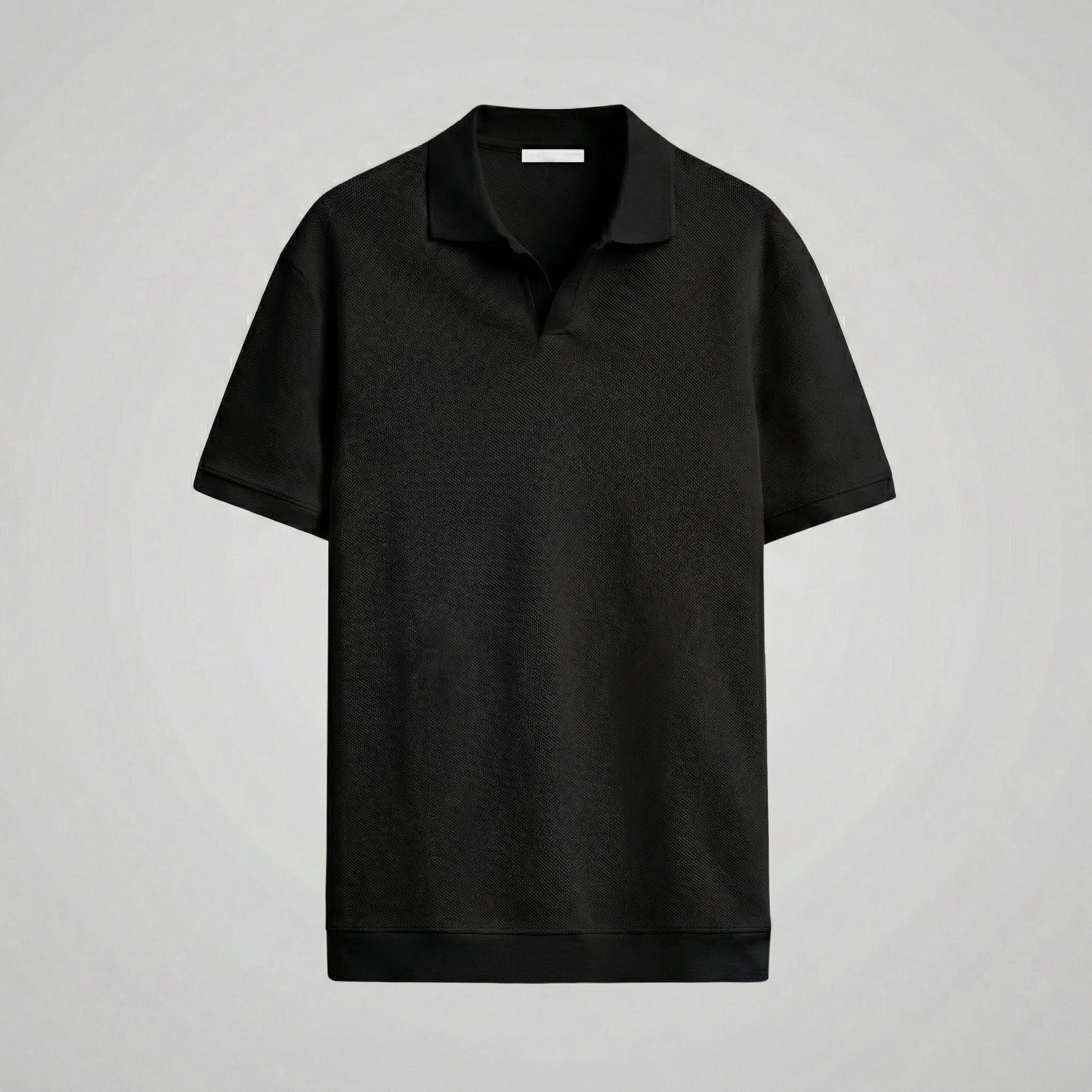 Structured V-Neck Polo in Classic Navy
