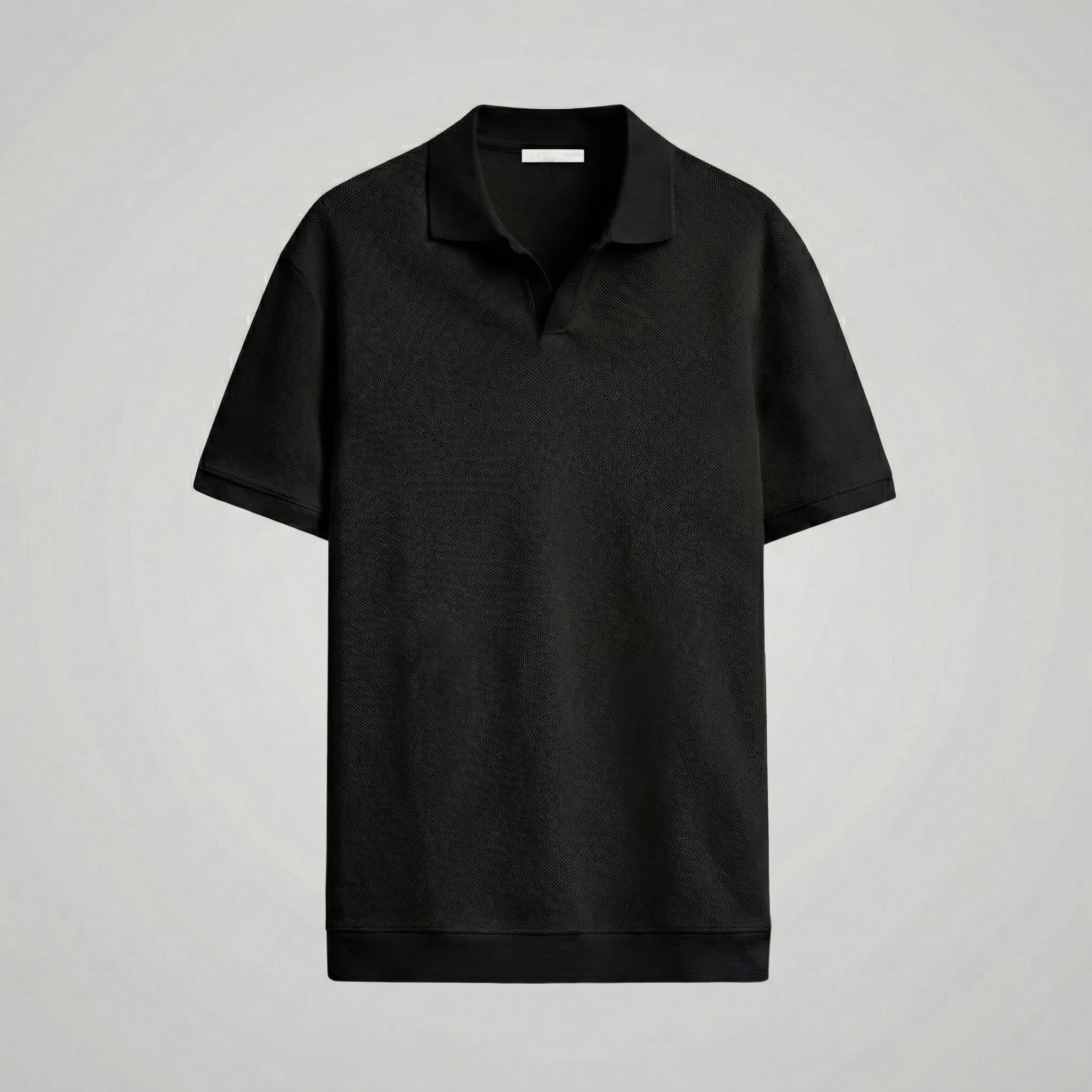 Structured V-Neck Polo in Classic Navy