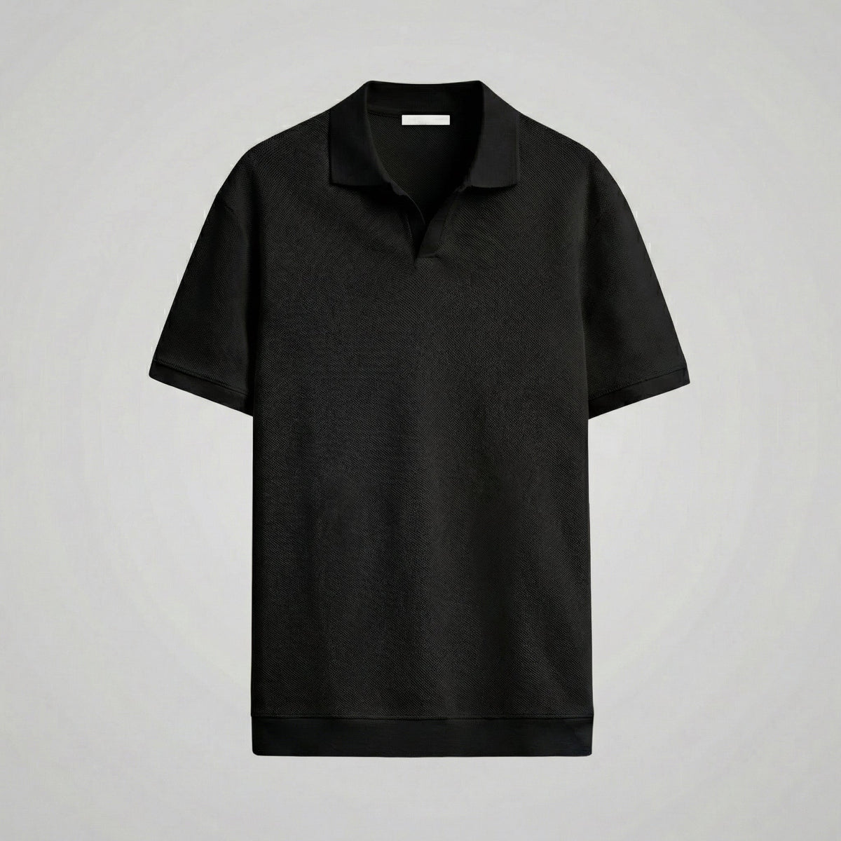Structured V-Neck Polo in Classic Navy