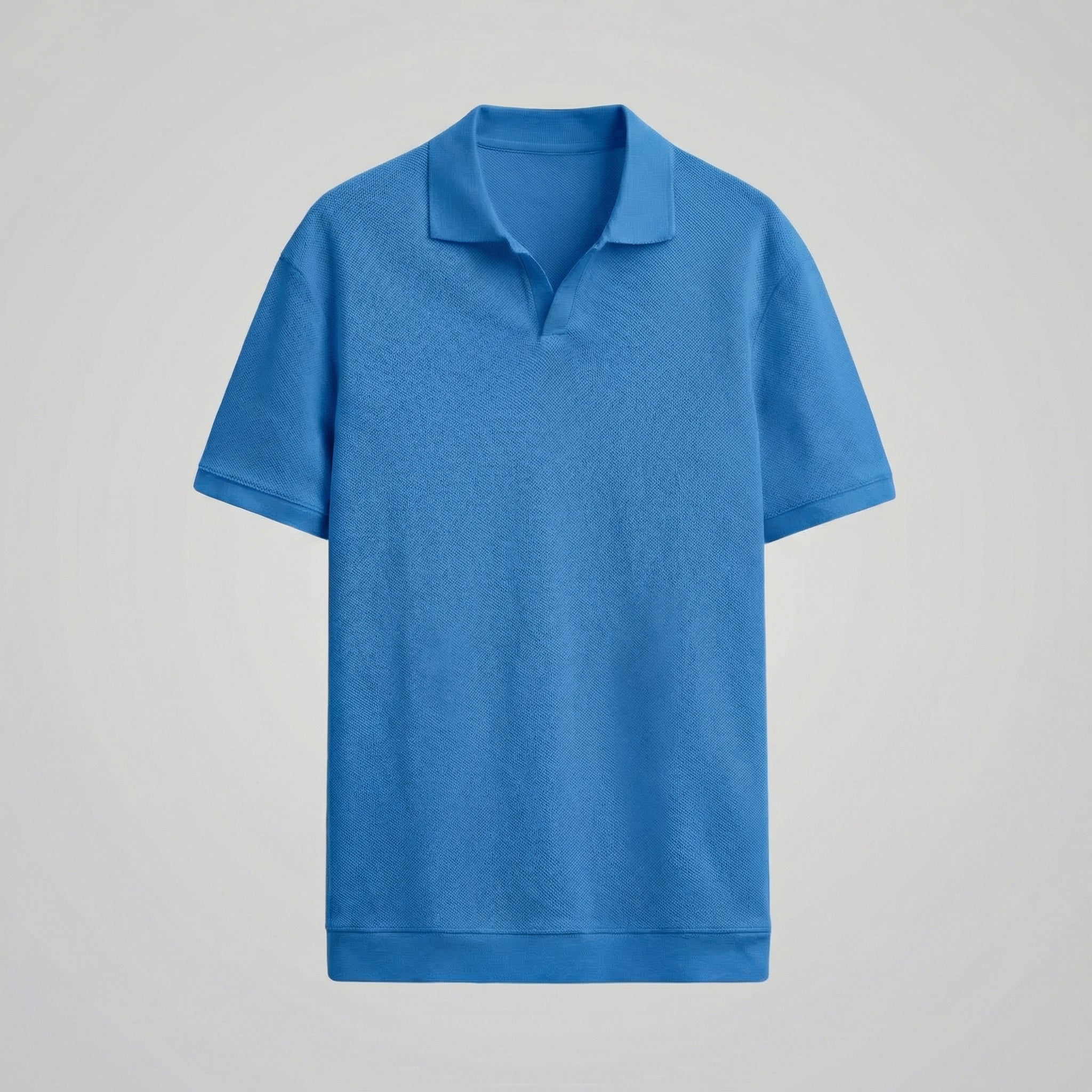 Structured V-Neck Polo in Classic Navy