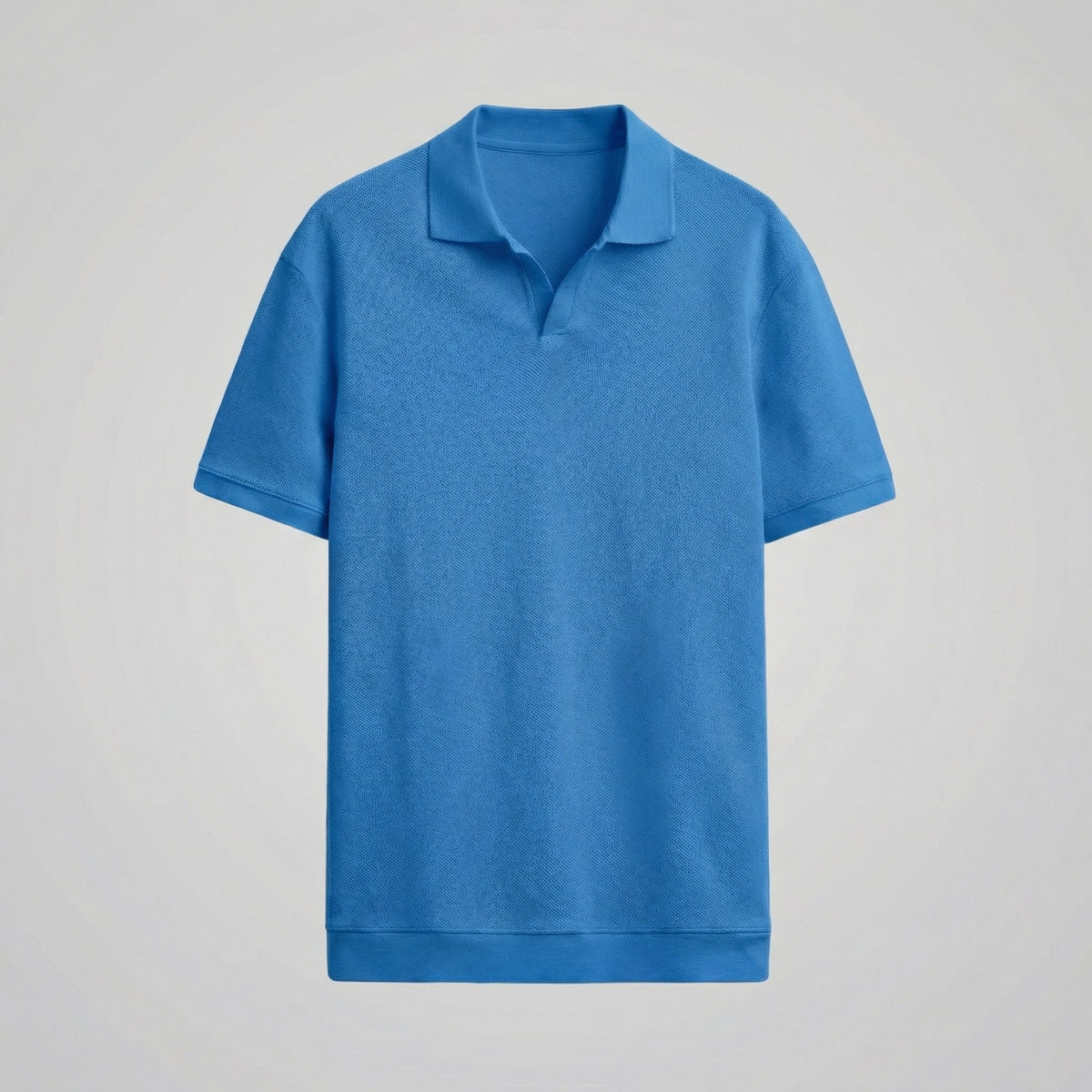 Structured V-Neck Polo in Classic Navy