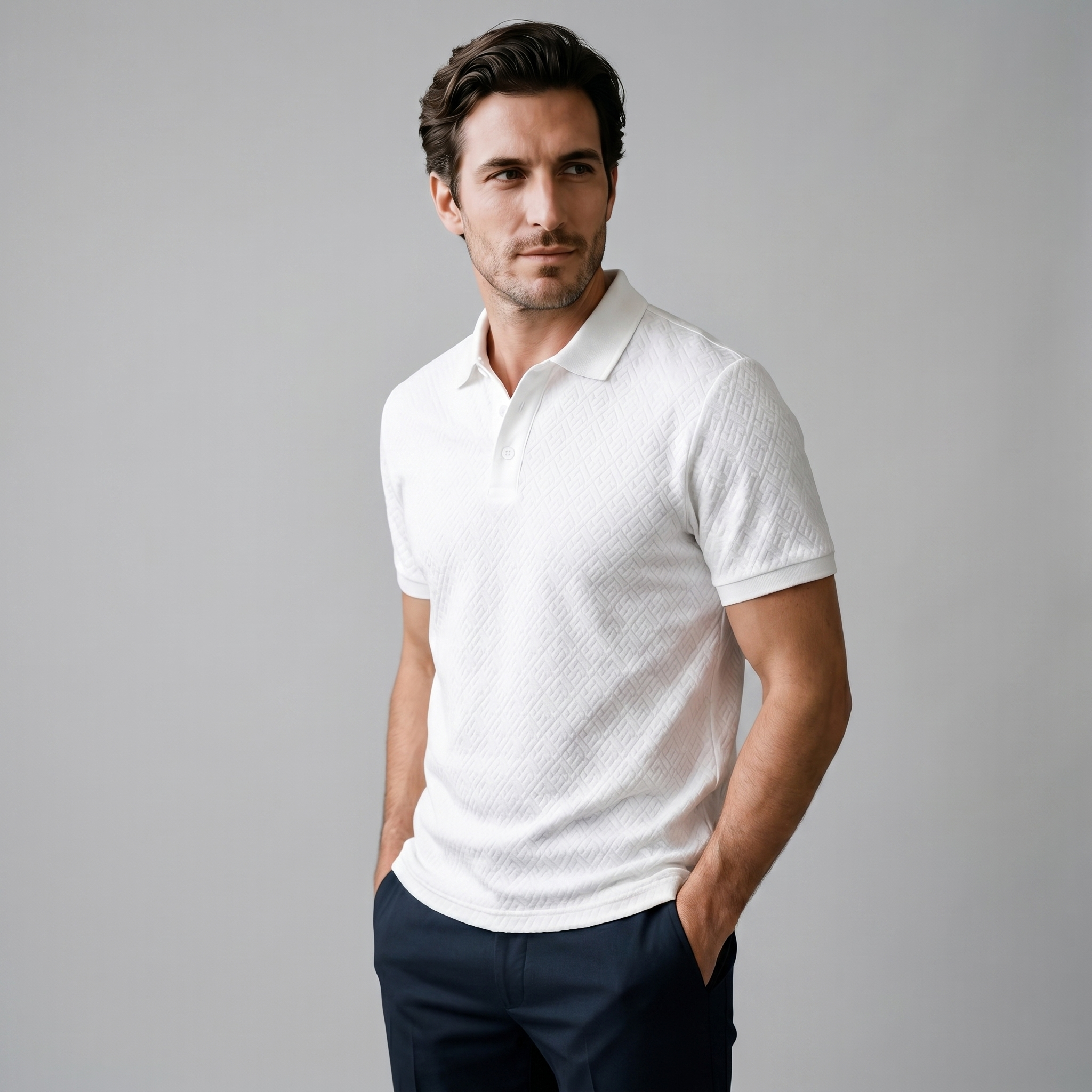 Tailored Textured Polo Shirt for Men
