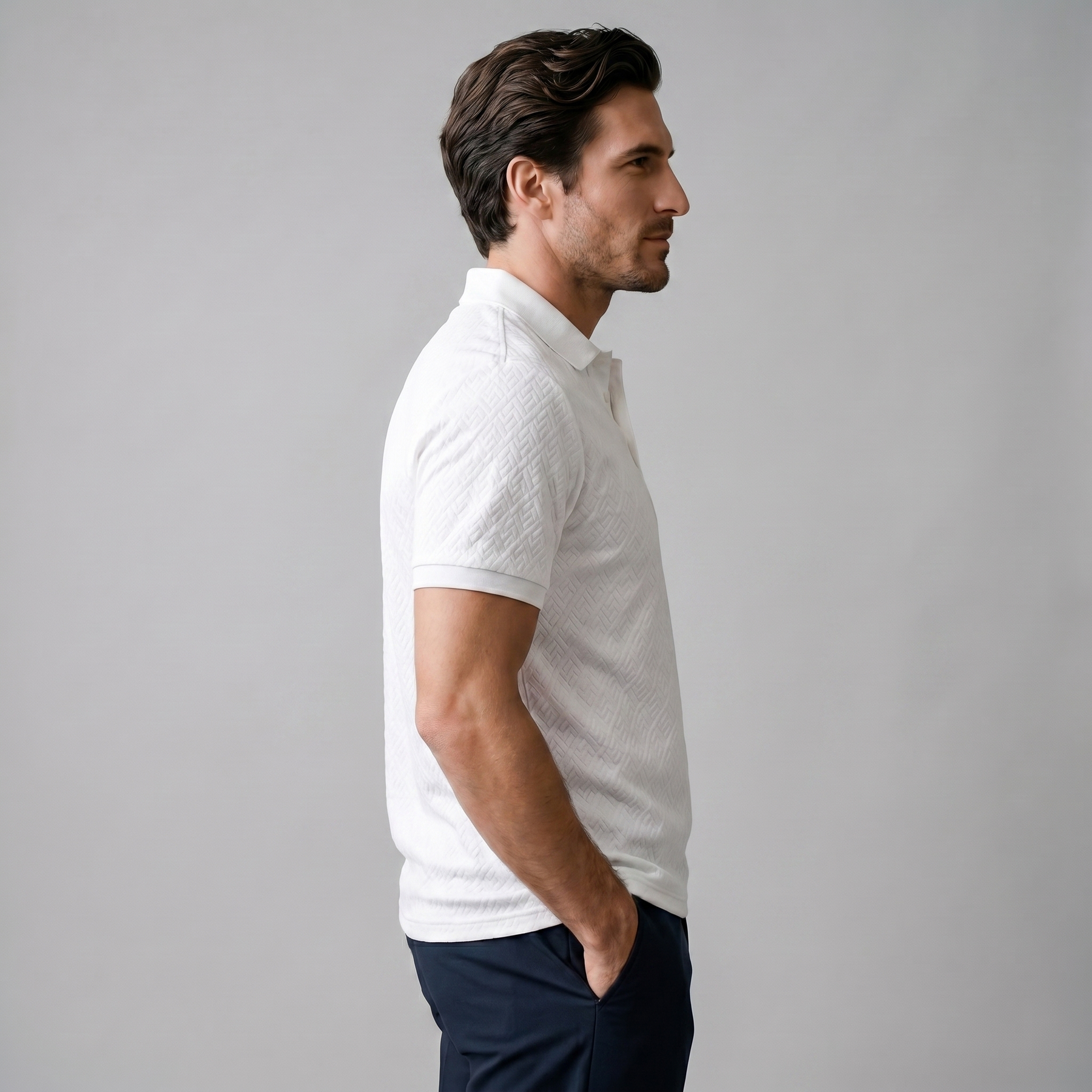 Tailored Textured Polo Shirt for Men
