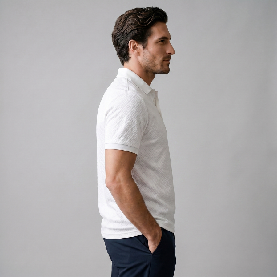Tailored Textured Polo Shirt for Men