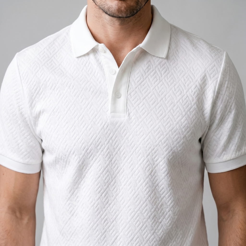 Tailored Textured Polo Shirt for Men
