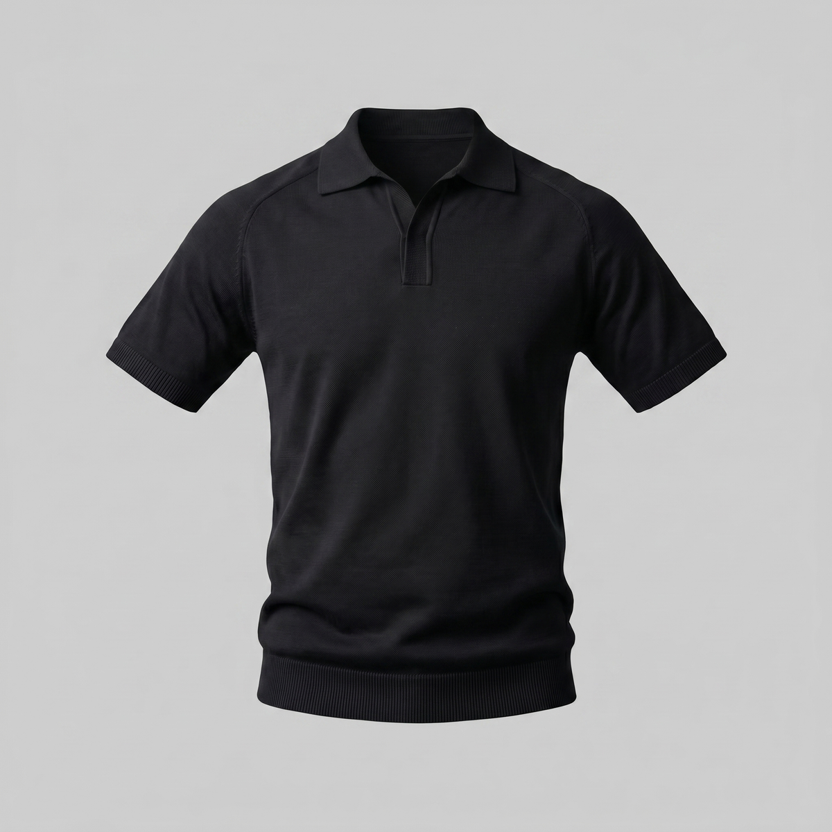 Fine Knit Polo Shirt in Soft Beige
