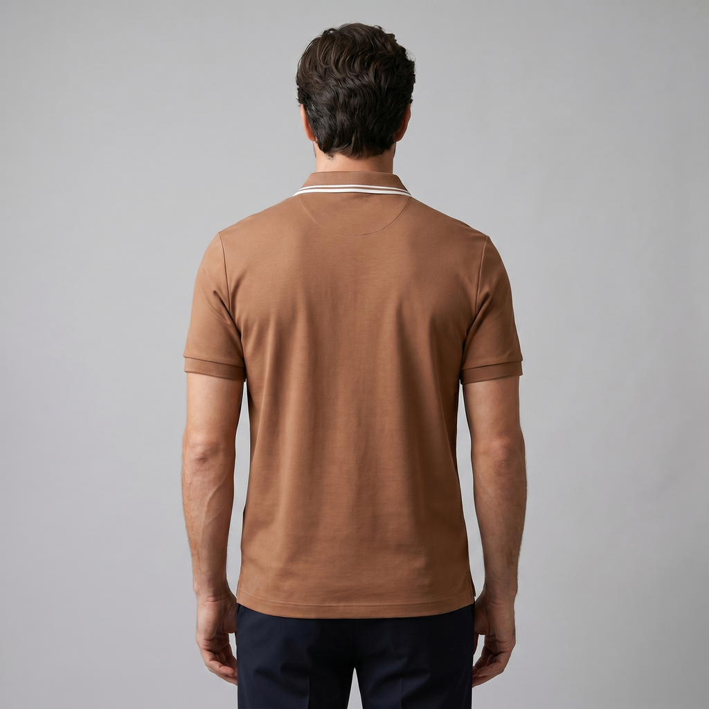 Short Sleeve Zip Polo in Classic Navy