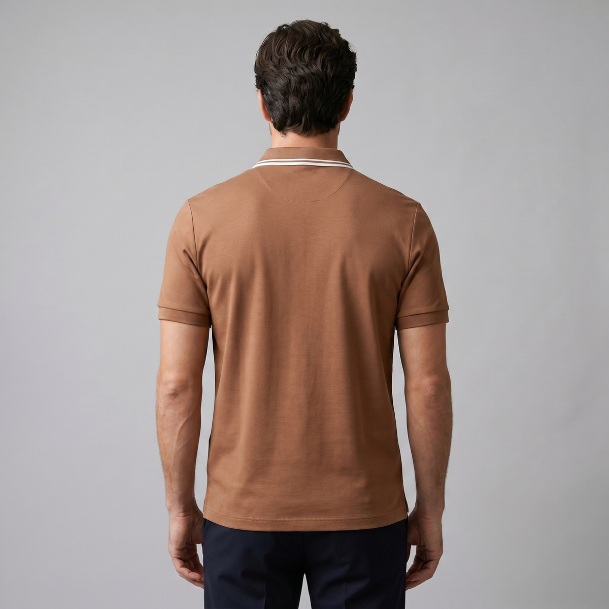 Short Sleeve Zip Polo in Classic Navy