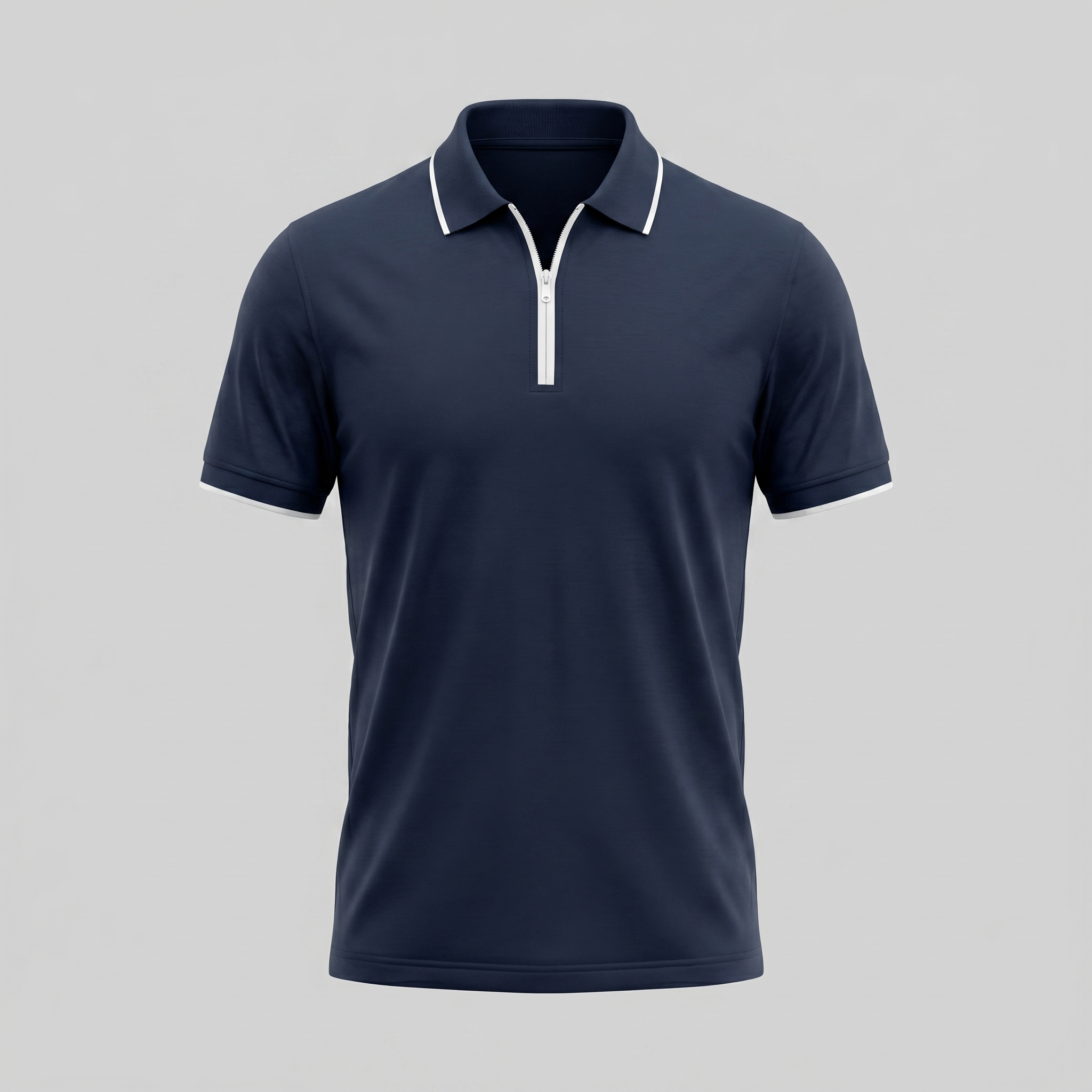 Short Sleeve Zip Polo in Classic Navy