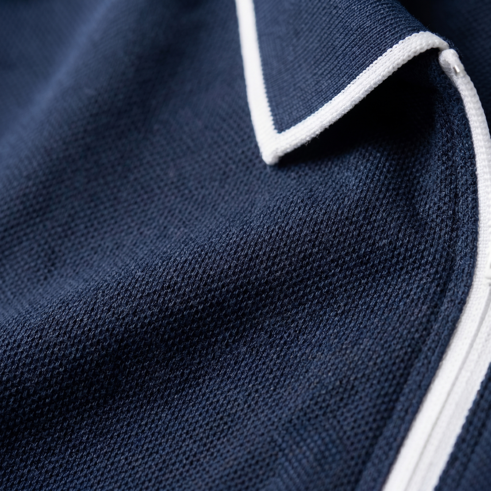 Short Sleeve Zip Polo in Classic Navy