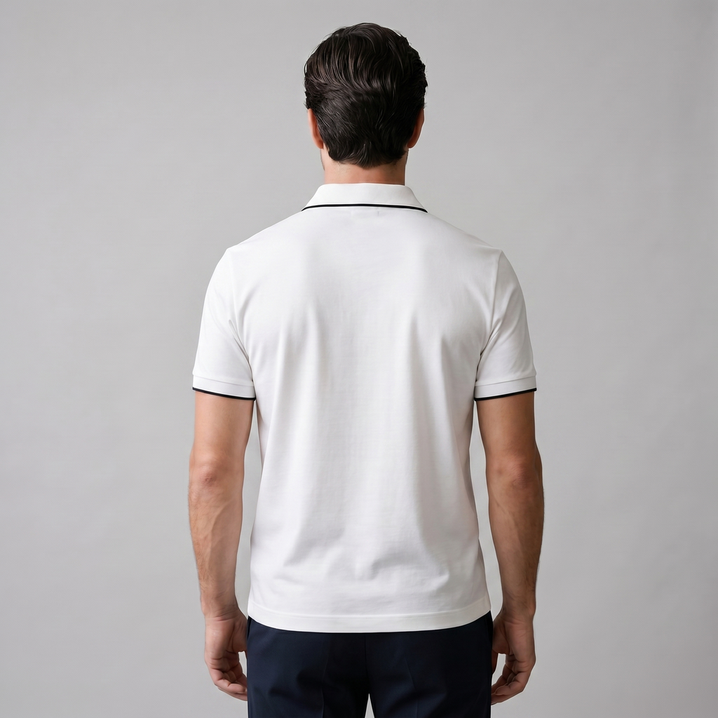 Short Sleeve Zip Polo in Classic Navy