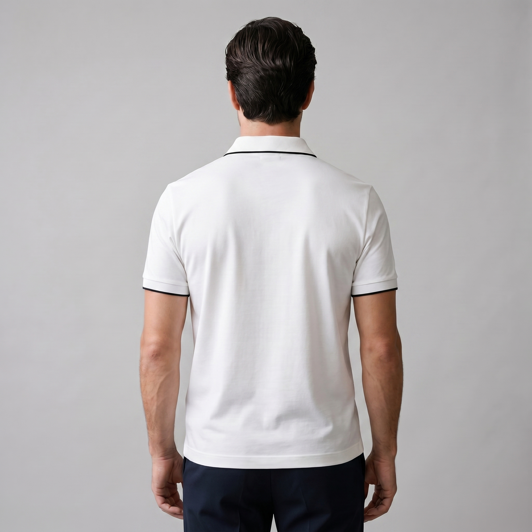 Short Sleeve Zip Polo in Classic Navy