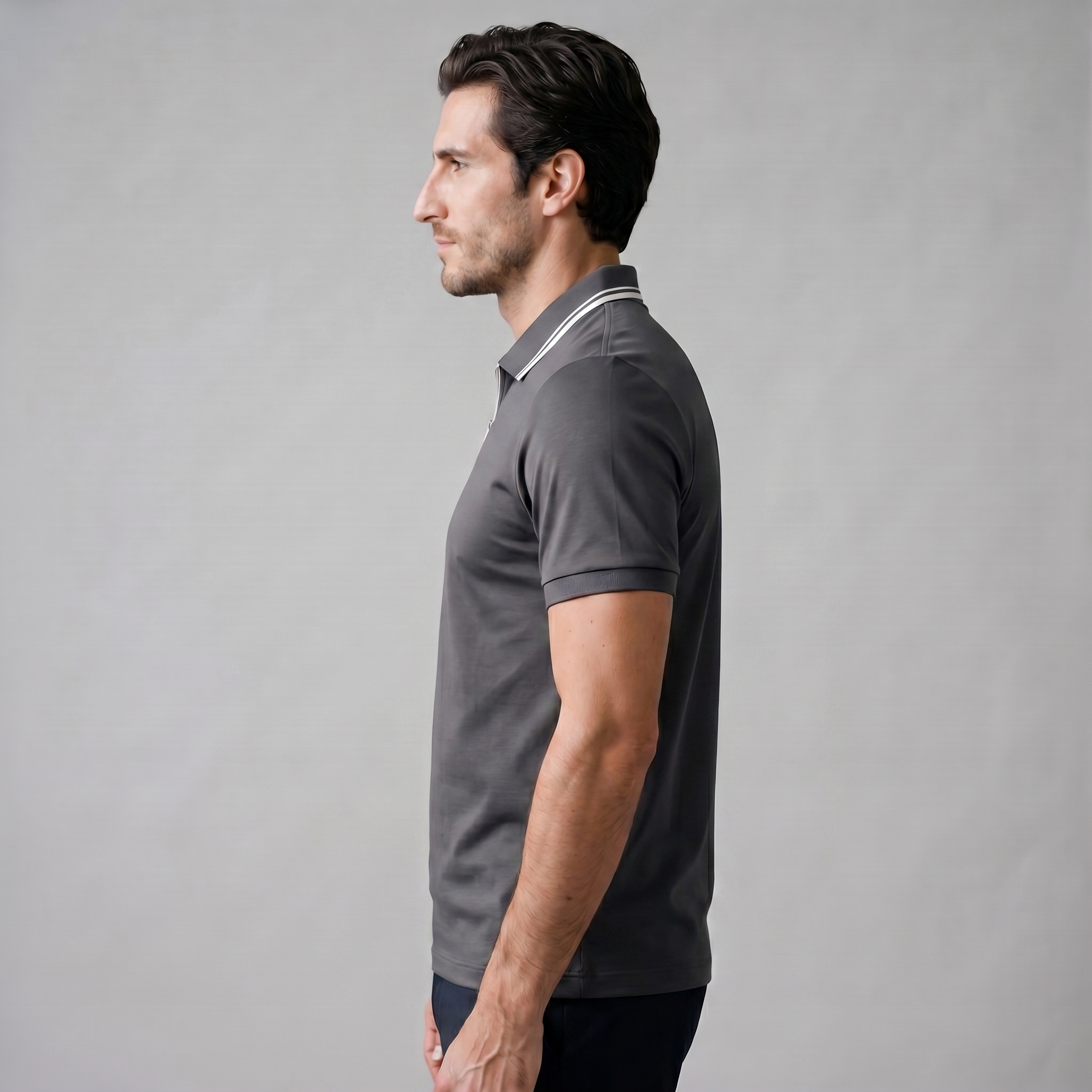 Short Sleeve Zip Polo in Classic Navy
