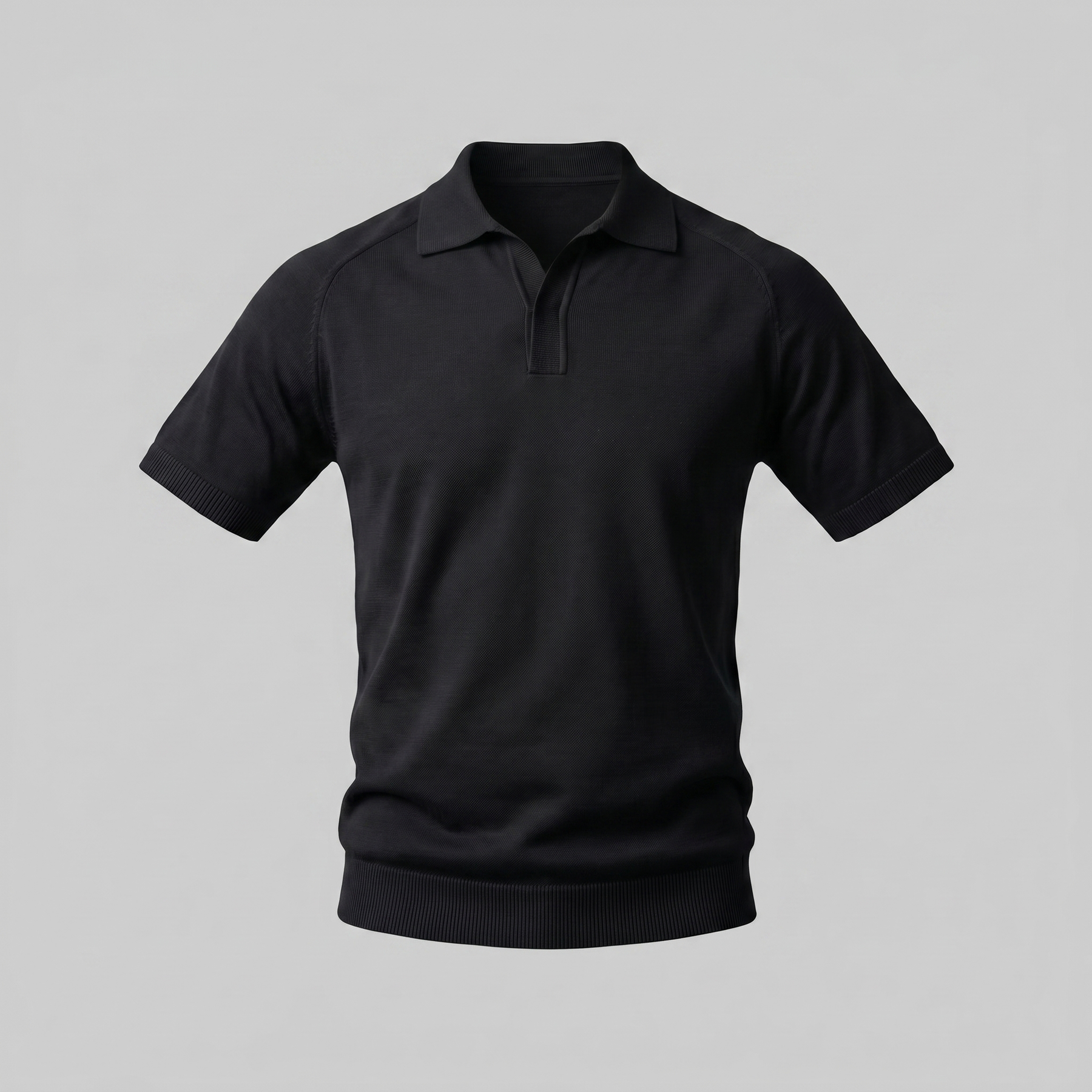 Refined Knit Polo Shirt in Soft Beige