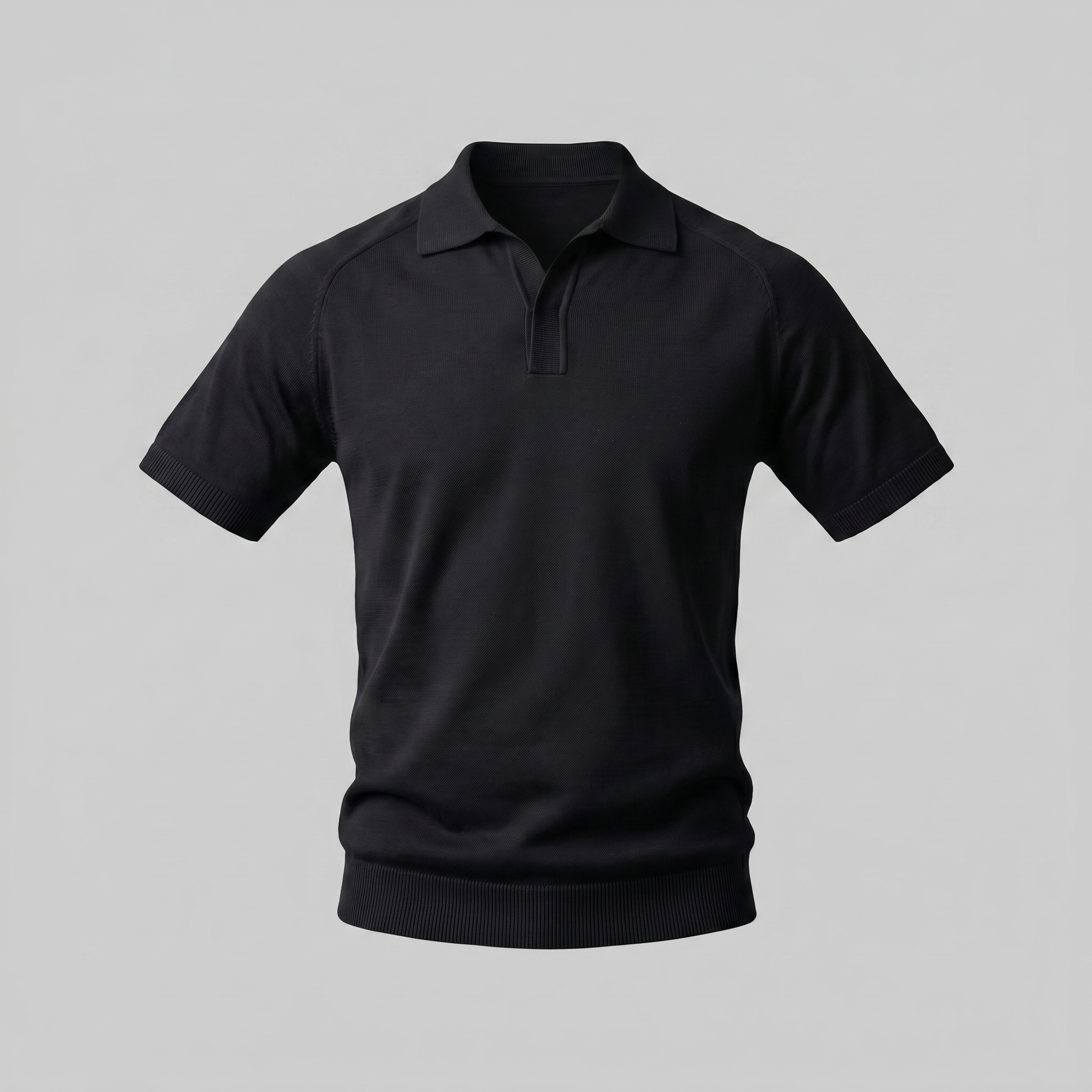 Refined Knit Polo Shirt in Soft Beige