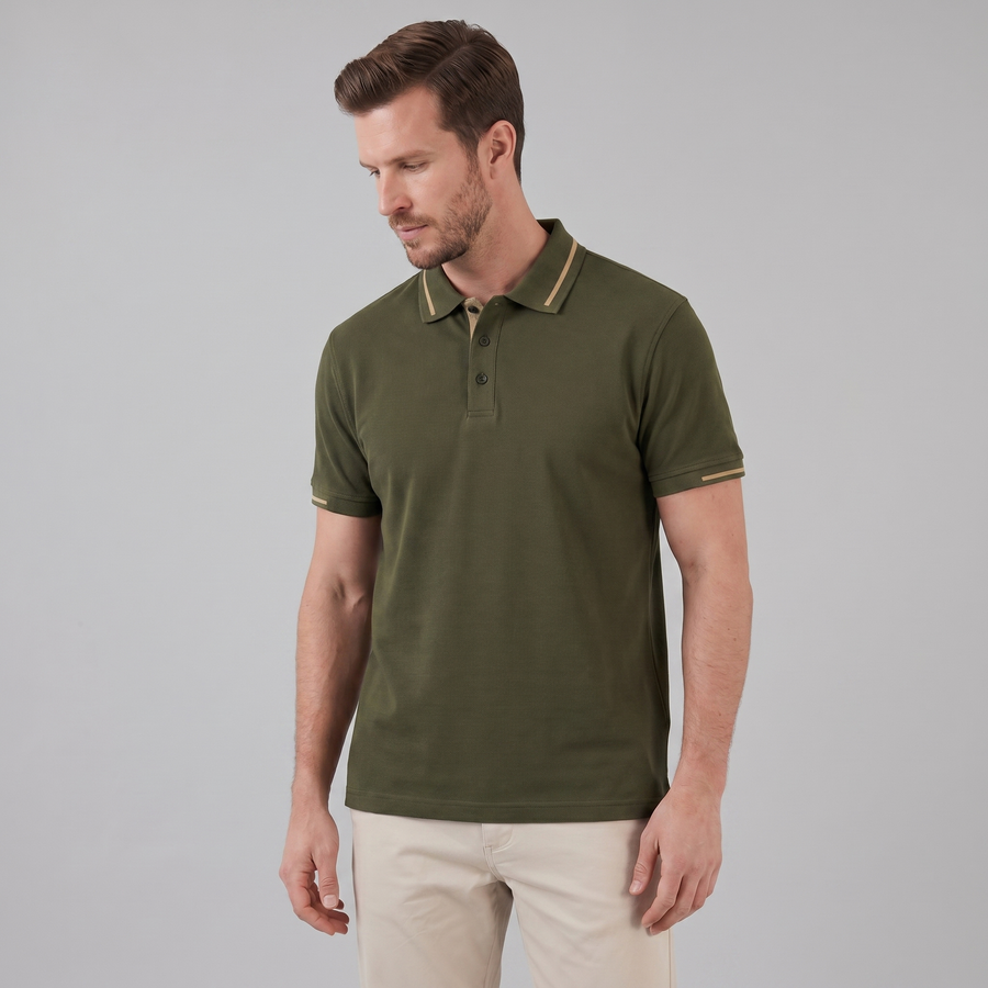 Tailored Fit Polo Shirt with Contrast Collar