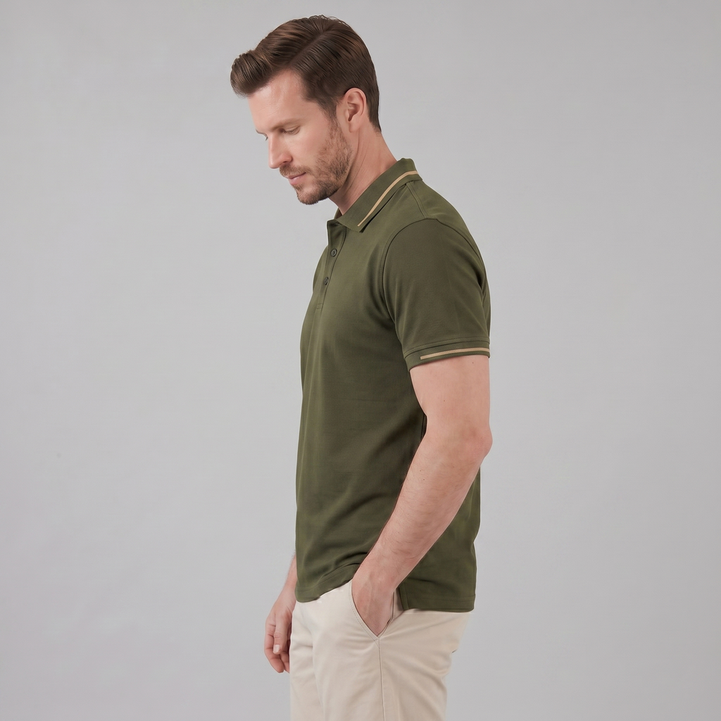 Tailored Fit Polo Shirt with Contrast Collar