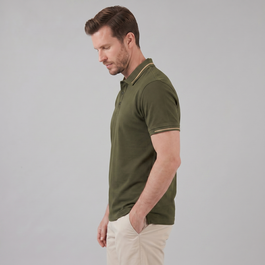 Tailored Fit Polo Shirt with Contrast Collar