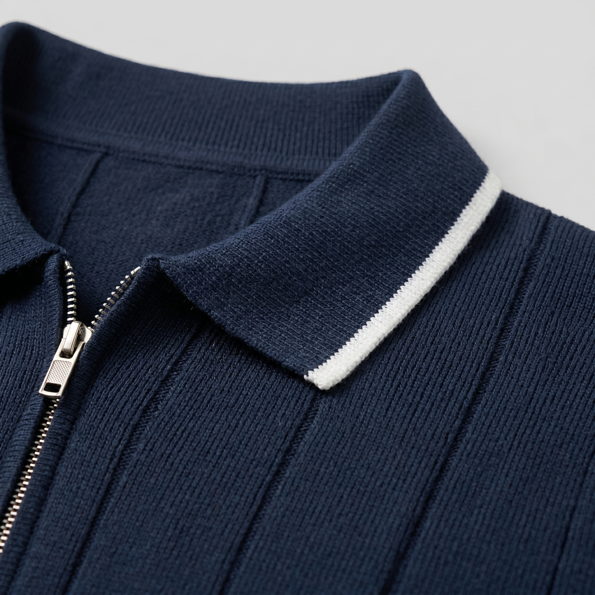 Vertical Stripe Polo Shirt in Classic Navy