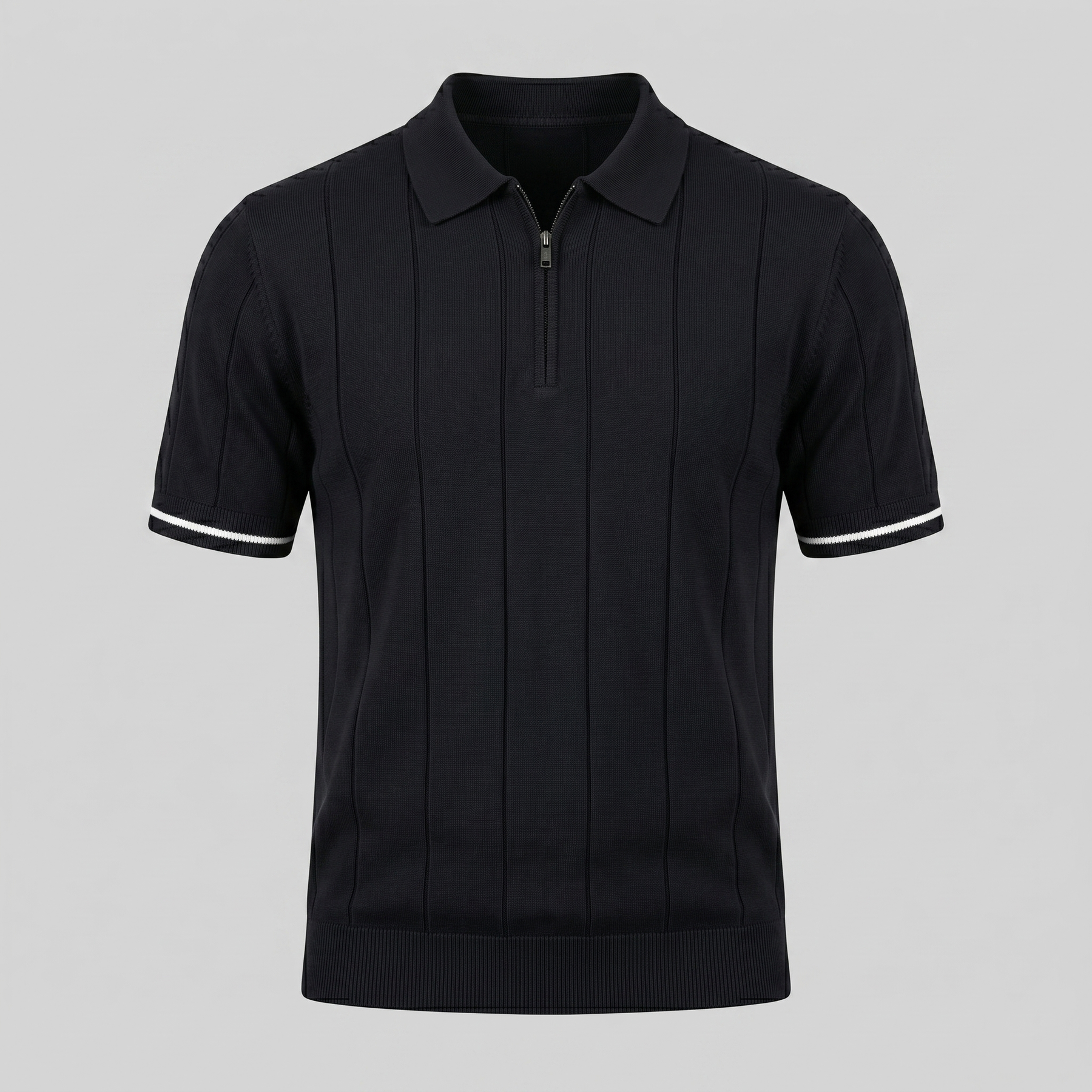 Vertical Stripe Polo Shirt in Classic Navy