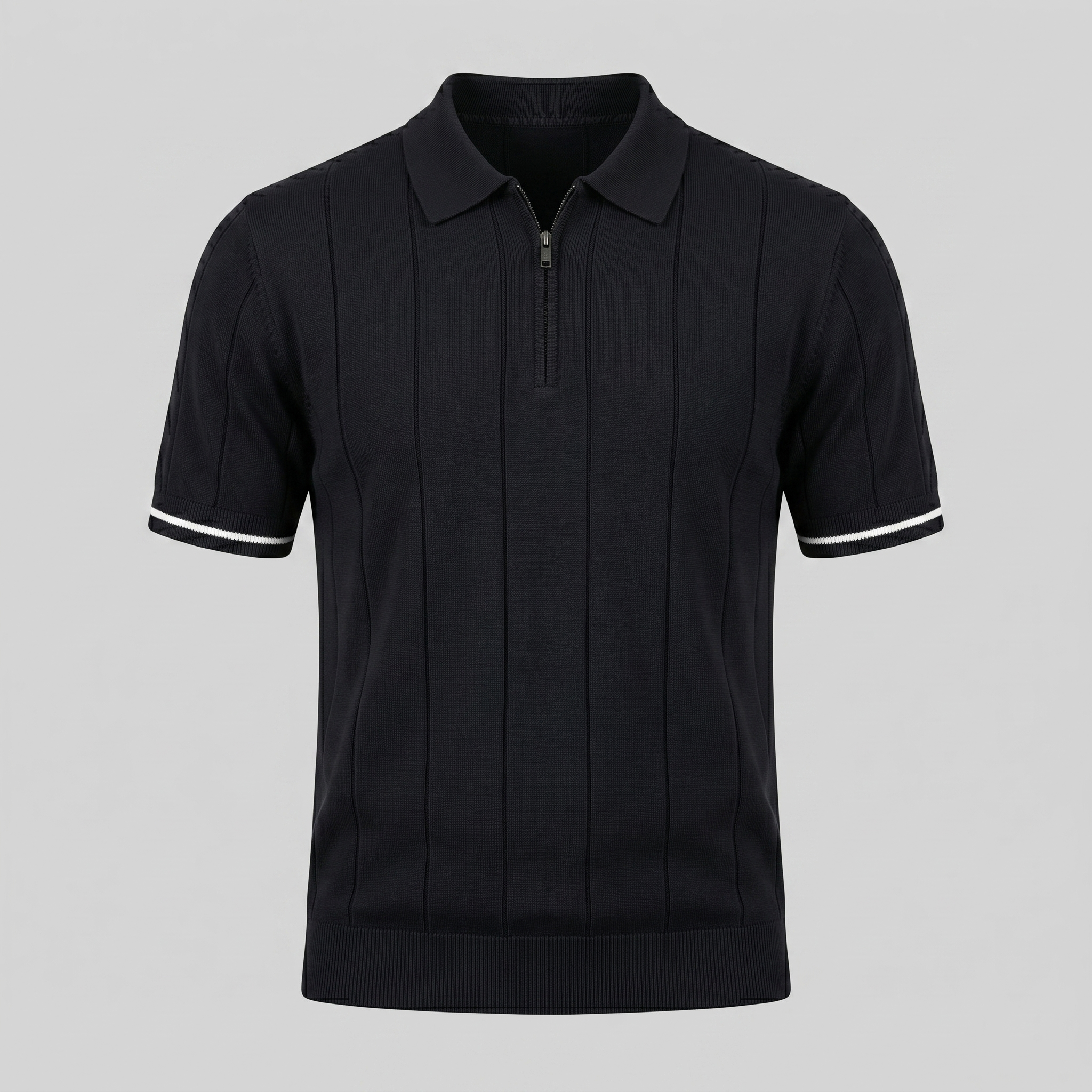 Vertical Stripe Polo Shirt in Classic Navy