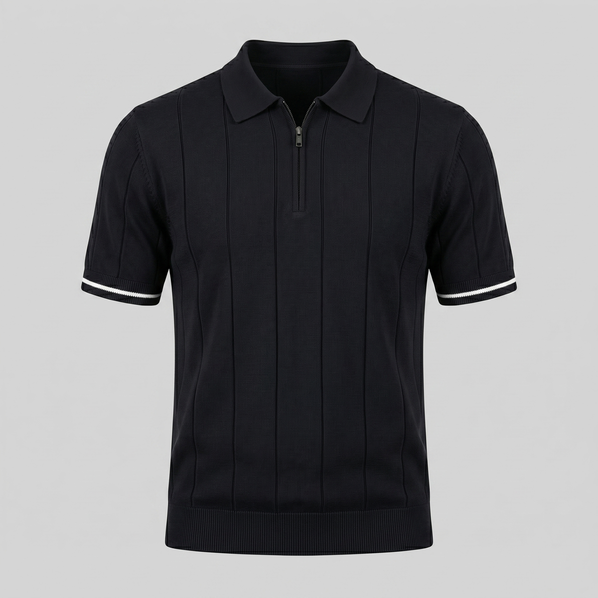 Vertical Stripe Polo Shirt in Classic Navy