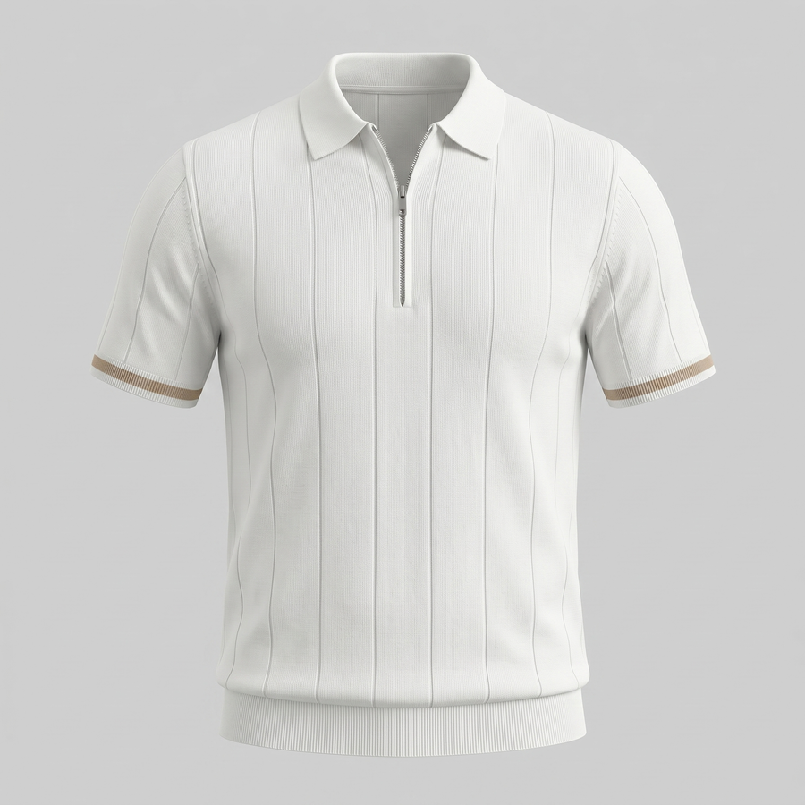 Vertical Stripe Polo Shirt in Classic Navy