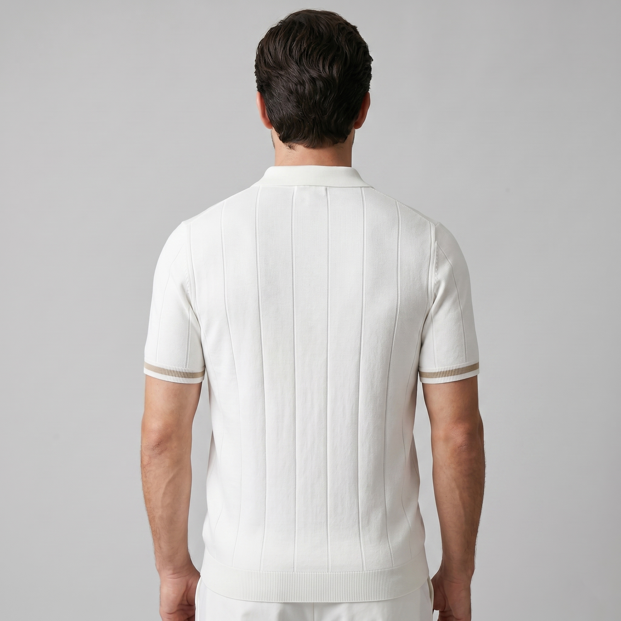 Vertical Stripe Polo Shirt in Classic Navy
