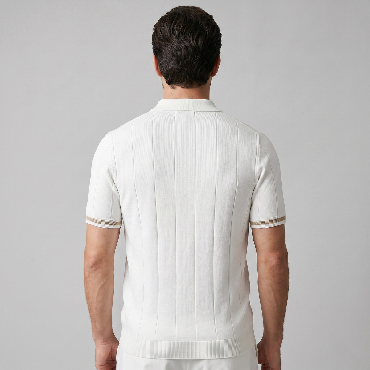 Vertical Stripe Polo Shirt in Classic Navy