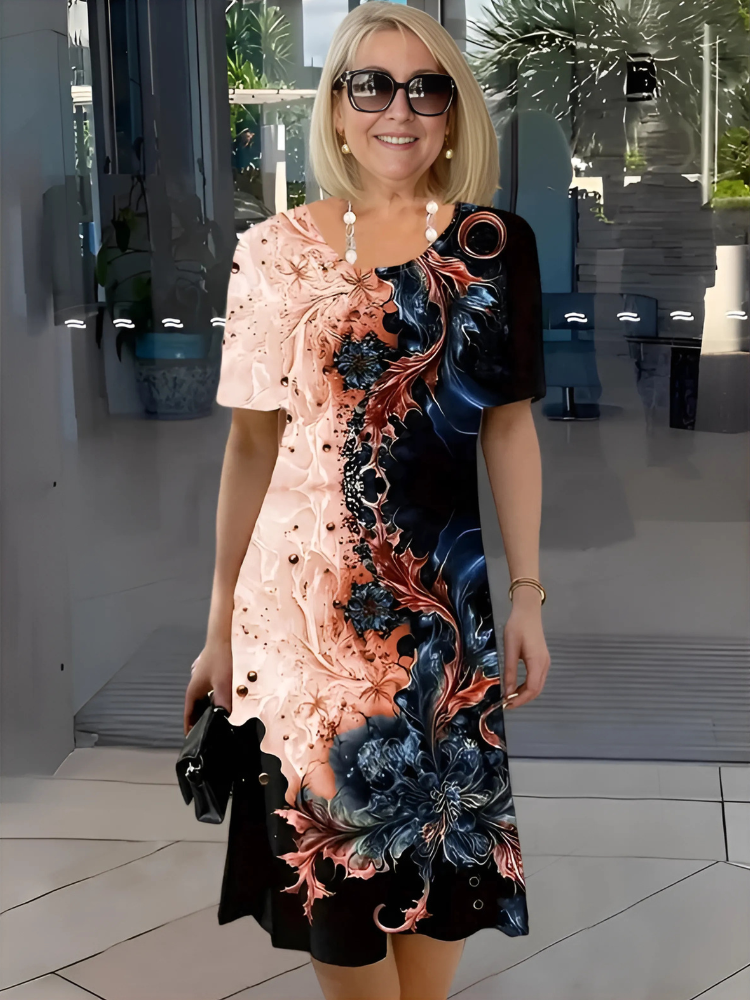 Leandria Floral Silk Midi Dress
