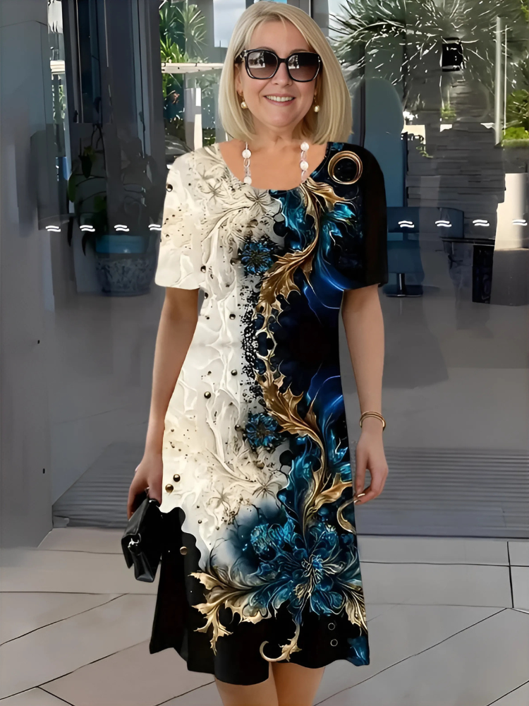 Leandria Floral Silk Midi Dress