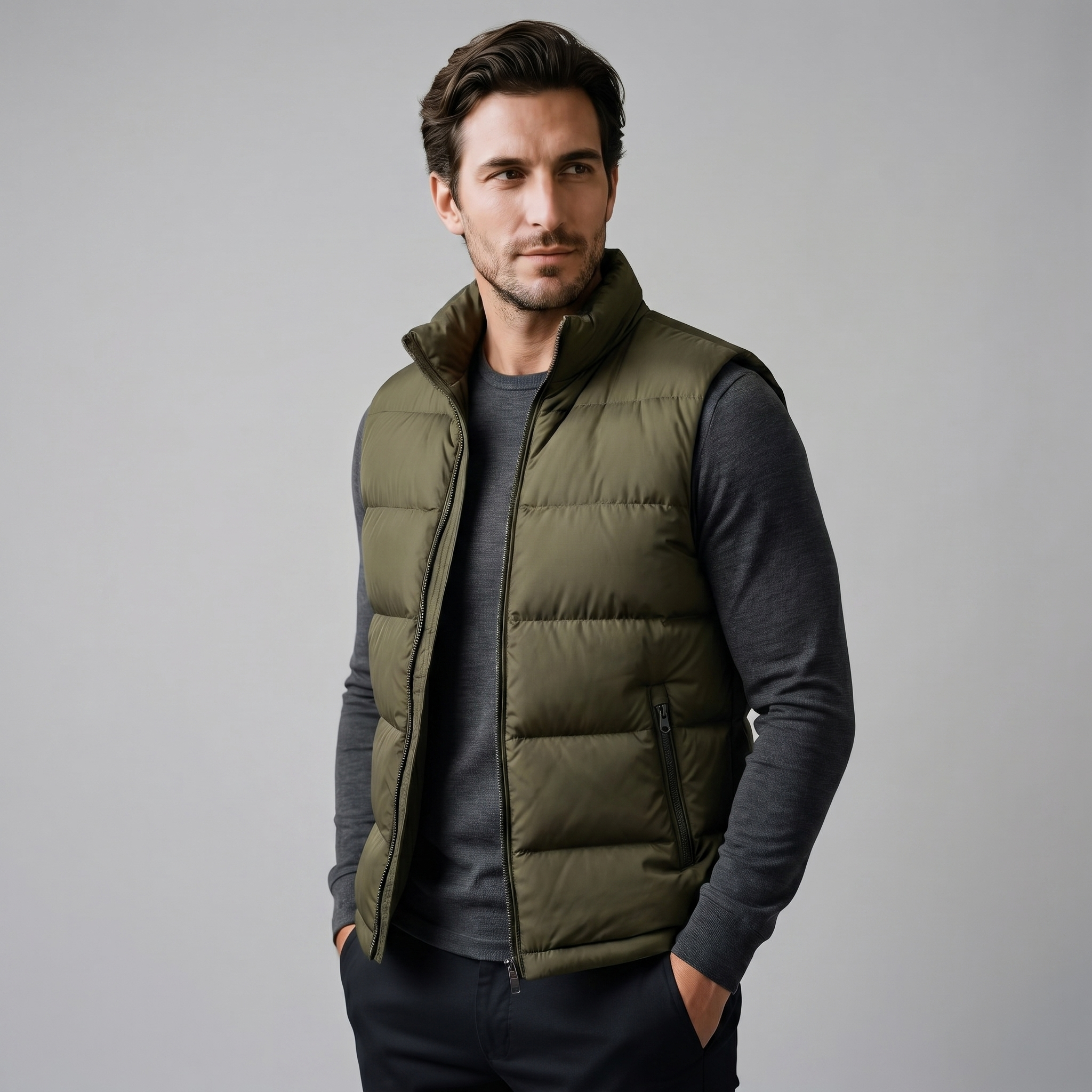 Quilted Padded Gilet in Classic Charcoal