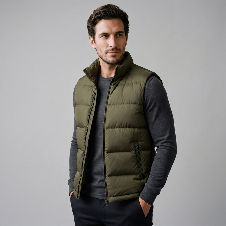 Quilted Padded Gilet in Classic Charcoal