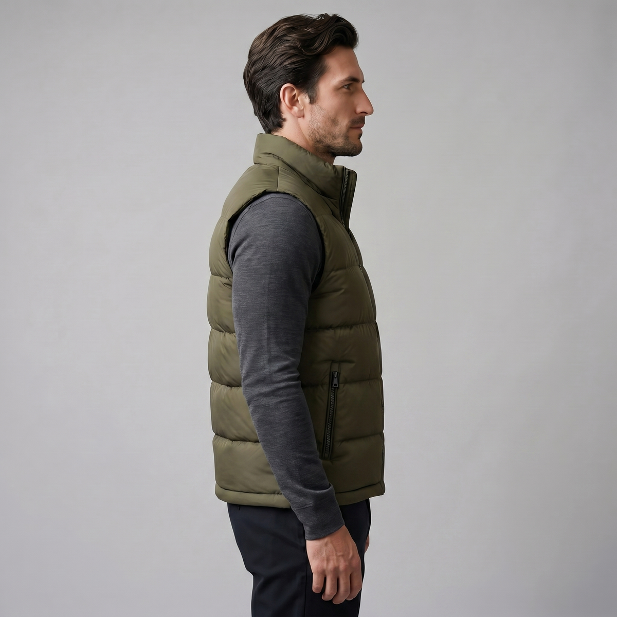 Quilted Padded Gilet in Classic Charcoal