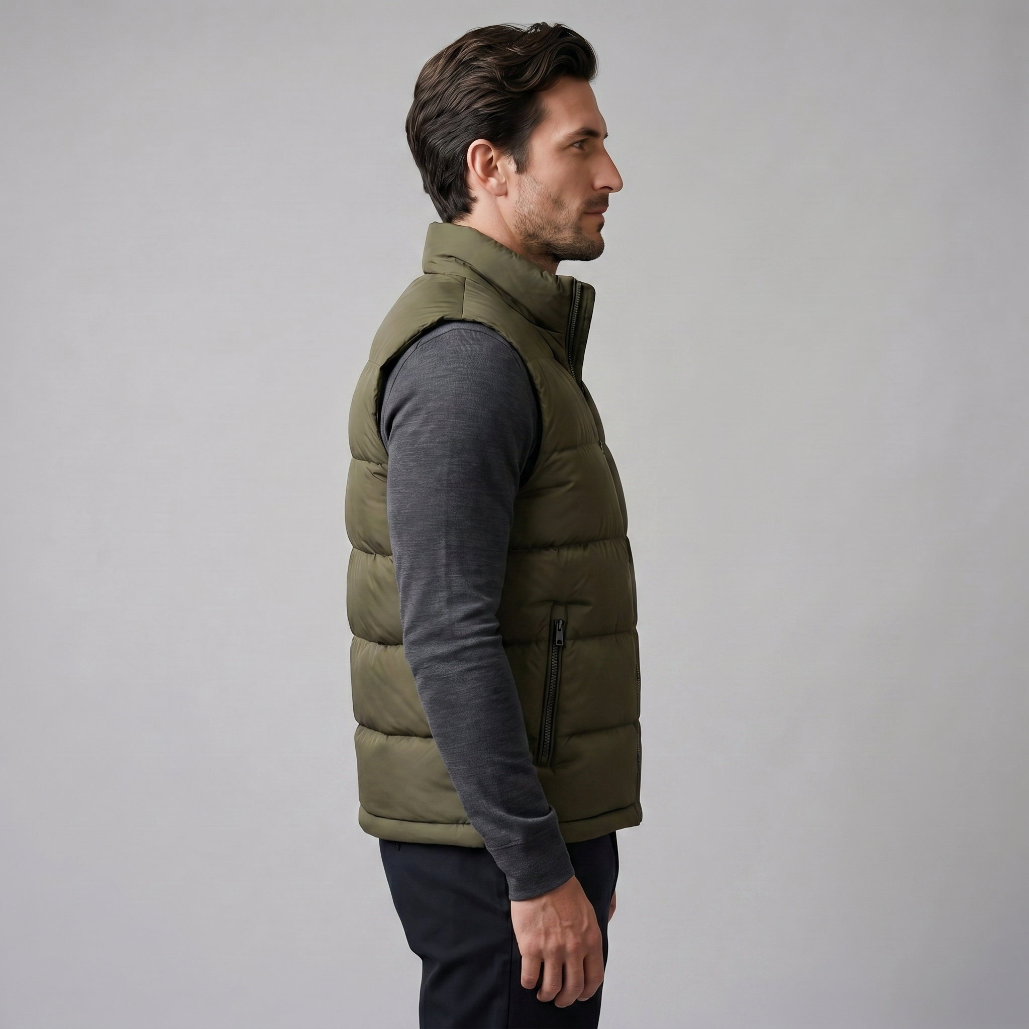 Quilted Padded Gilet in Classic Charcoal