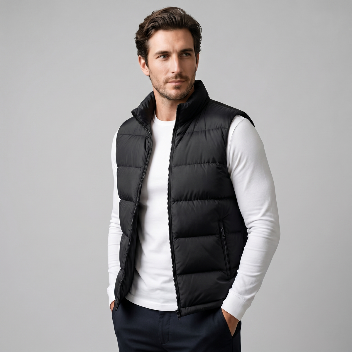 Quilted Padded Gilet in Classic Charcoal